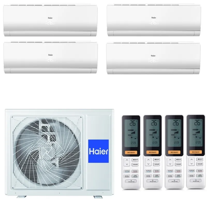 Мульти сплит система на 4 комнаты Haier 4U85S2SR5FA / AS25S2SF3FA-W - 4шт.
Комплект Flexis White