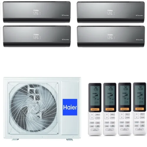 Мульти сплит система на 4 комнаты Haier 4U75S2SR5FA / AS25S2SF3FA-B - 4шт. 
                    Комплект Flexis Black