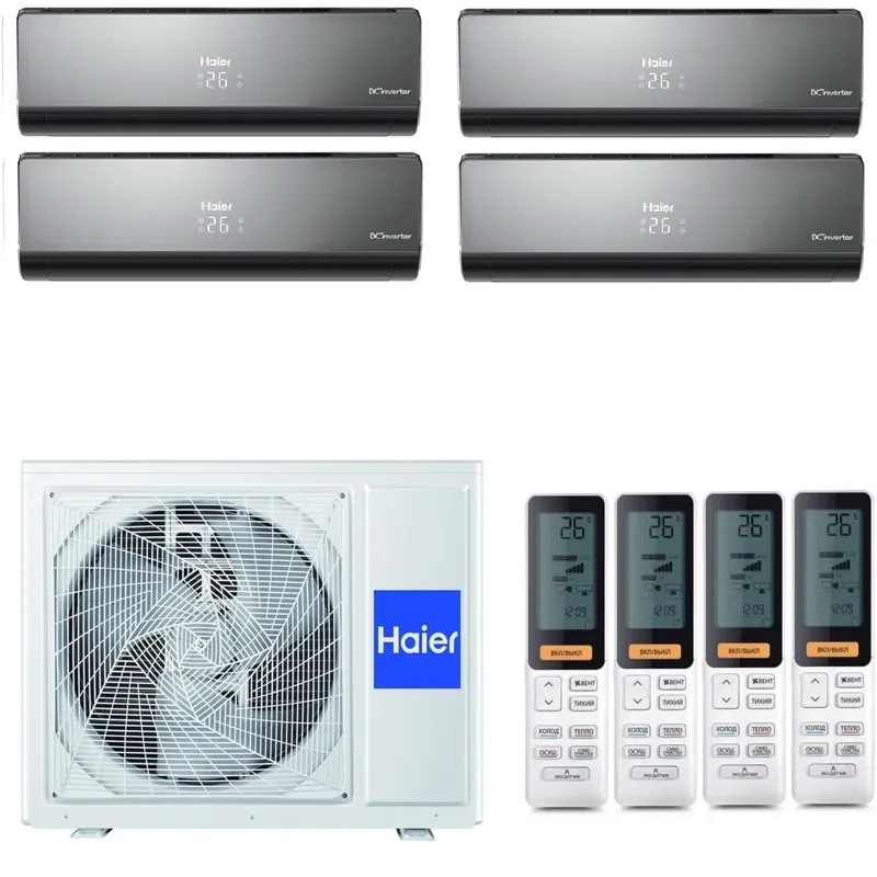Мульти сплит система на 4 комнаты Haier 4U75S2SR5FA / AS25S2SF3FA-B - 4шт.
Комплект Flexis Black