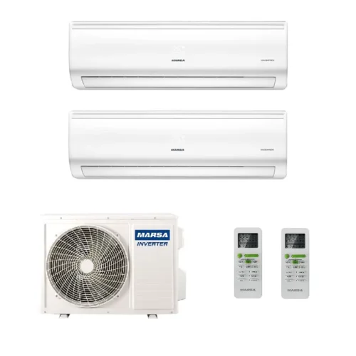 Мульти сплит система на 2 комнаты, Marsa MRK-2M18HTPE-W / MRK-T07PA - 1шт. / MRK-T09PA - 1шт.
