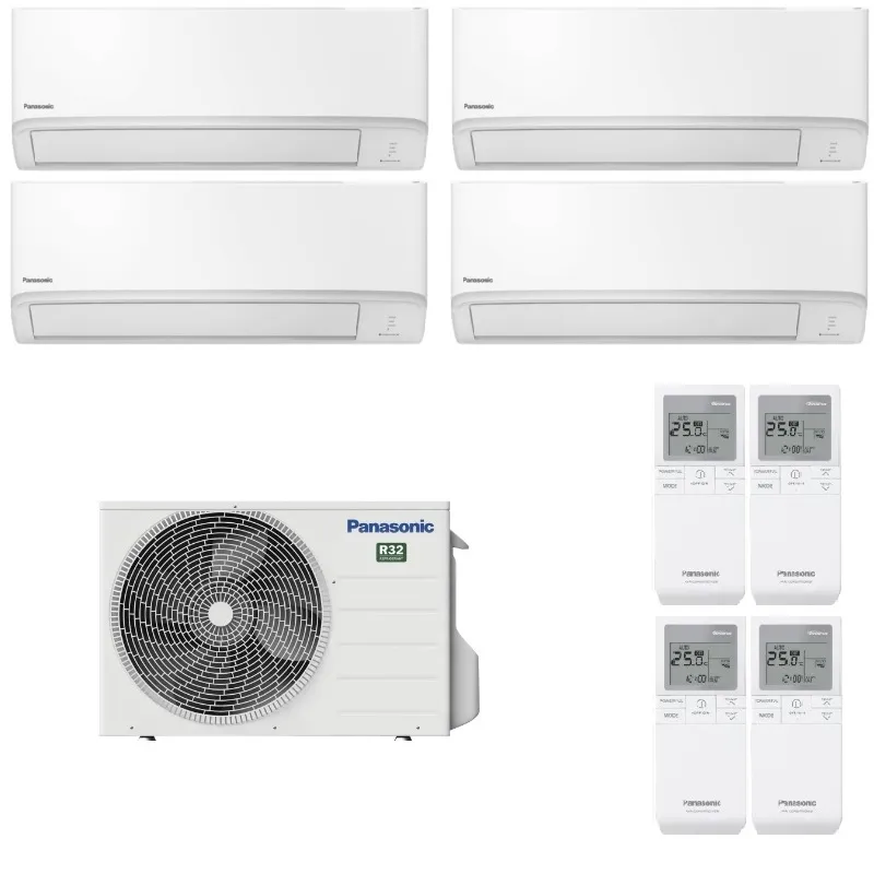 Мульти сплит система на 4 комнаты, Panasonic U-4E23JBE / CS-TZ20WKEW - 4 шт.